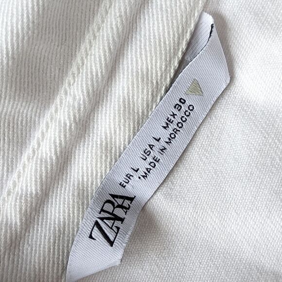 ZARA Denim Prairie Sleeveless Flounced Button Front Shirt Dress M Oyster White - Picture 9 of 10